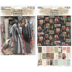 Bundle - Idea-Ology - Tim Holtz - Christmas - Backdrops and Layers & Paper Dolls - 2024 Release -Winter th94406 and th94414