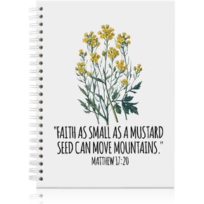 Faith as Small as a Mustard Seed Can Move Mountains Spiral Notebook, Inspirational Scripture Gifts for Women, Faith Notebook Gifts for Christian, Christian Gifts for Women for Mom Sister BFF