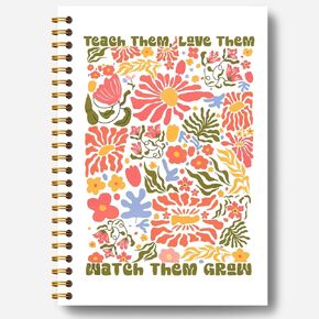 Teacher Notebook, Teacher Journal, Teacher Gifts for Women, Teacher Gifts for Christmas, Teacher Appreciation Gifts, Thank You Teacher Gifts, Groovy Boho Floral Spiral Notebook 5.5x8.3 Inches