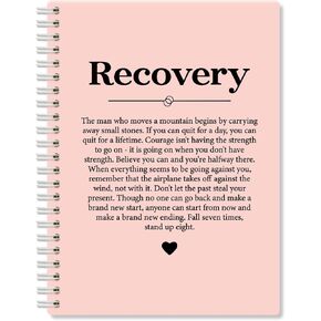 Recovery Pink Hardcover 160 Pages Blank Spiral Notebook, Sobriety Anniversary Journal, Recovery Gifts for Women, Sobriety Gifts for Friend, Sober Inspirational Gifts, Addiction Recovery Gifts