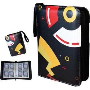 Trading Card Binder 4 Pocket, 400 Pockets Zipper Card Binder Album, Card Holder Binder with Removable 50 Sleeves, Card Book Folder for MTG, TCG, Yugioh Cards, Sports Cards (Black)