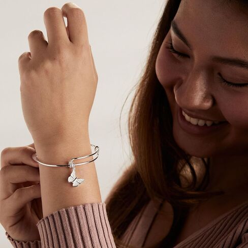 Alex and Ani AA743423SS,Butterfly and Crystal Flex Cuff,Shiny Silver,Blue, Bracelets in Saudi Arabia