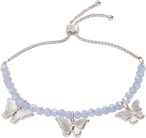 Alex and Ani AA743423SS,Butterfly and Crystal Flex Cuff,Shiny Silver,Blue, Bracelets in Saudi Arabia