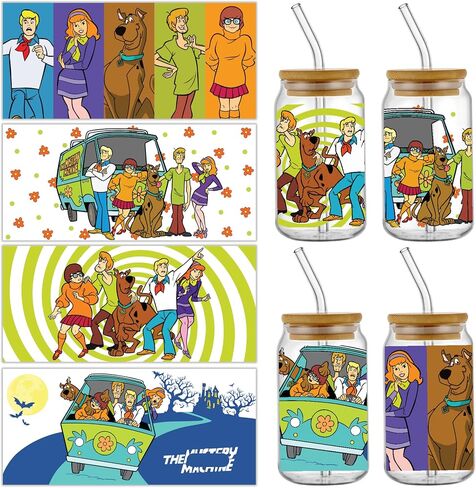 Holiday UV DTF Cup Wrap for Glass Cup 16OZ | Cute Wrap Transfer Stickers for Tumbler | Waterproof Decal for Water Bottles | Gifts for Boys Girls Teens Adults (Set D) in Saudi Arabia