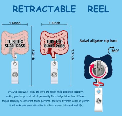 2P Funny Cardiac Retractable Badge Reel with ID Clip Name Tag Card Gift for Doctor Nurse Heart Anatomy Nursing Student Medical Worker Alligator Clip in Kuwait