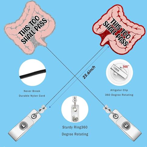 2P Funny Cardiac Retractable Badge Reel with ID Clip Name Tag Card Gift for Doctor Nurse Heart Anatomy Nursing Student Medical Worker Alligator Clip in Kuwait