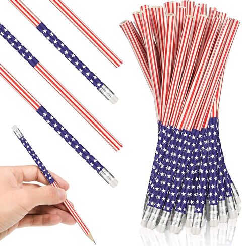 American Flag Pencils USA Flag Pencils Patriotic Pencils with Erasers for Veterans Day, Independence Day, 4th of July, Party Favor, Office School Supplies(120 Pcs) in Saudi Arabia