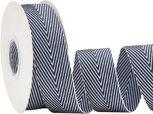 PH PandaHall 9.8 Yard/ 9m Craft Striped Ribbon 1 inch Wide Polycotton Ribbon, Blue White Striped Webbing Herringbone Woven Ribbon for Sewing Clothing Crafts Pet Collars Backpacks Home Decor in Saudi Arabia
