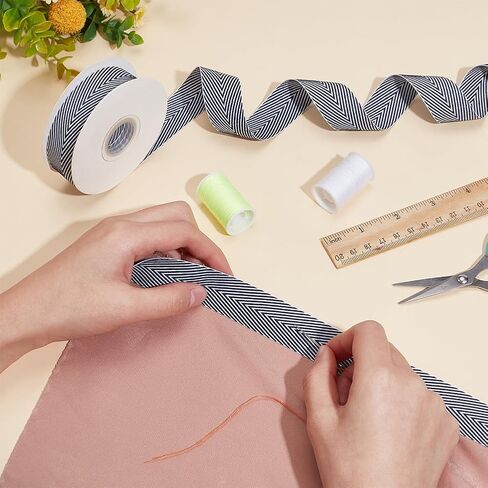 PH PandaHall 9.8 Yard/ 9m Craft Striped Ribbon 1 inch Wide Polycotton Ribbon, Blue White Striped Webbing Herringbone Woven Ribbon for Sewing Clothing Crafts Pet Collars Backpacks Home Decor in Saudi Arabia