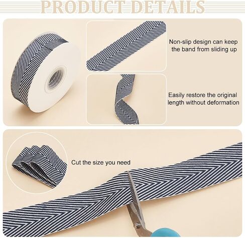 PH PandaHall 9.8 Yard/ 9m Craft Striped Ribbon 1 inch Wide Polycotton Ribbon, Blue White Striped Webbing Herringbone Woven Ribbon for Sewing Clothing Crafts Pet Collars Backpacks Home Decor in Saudi Arabia