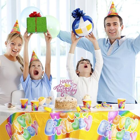 الوردي اللامع السعيد كعكة عيد الميلاد الثامنة العليا ، ثماني سنوات ديكور كعكة عيد ميلاد ، الذهب رقم 8 لحفلات عيد ميلاد الزخارف لفتاة أو فتى in Kuwait