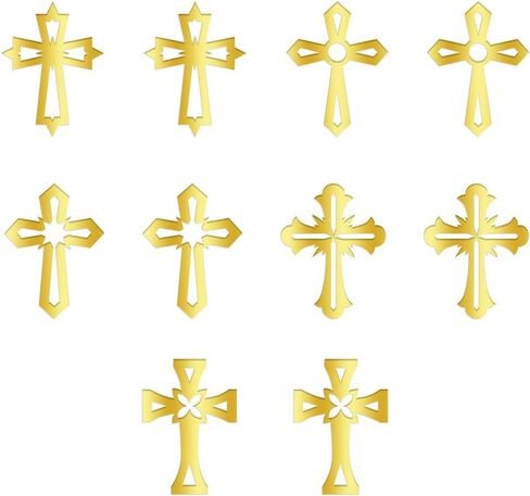 10 Pieces Gold glitter Acrylic Cross Cake Topper,Baptism,First Communion,Baby shower cake topper,Religious cake decorations in Saudi Arabia