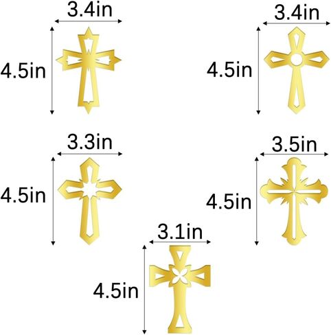 10 Pieces Gold glitter Acrylic Cross Cake Topper,Baptism,First Communion,Baby shower cake topper,Religious cake decorations in Saudi Arabia