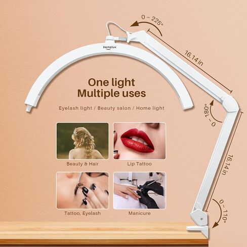 LED Half Moon Light مع مشبك المكتب ، 30 واط مشرق 288pcs LED ، ذراع الأرجوحة المعدنية للجمال ، فن الأظافر ، المكياج ، رعاية الوجه ، الوشم ، الخياطة والحرفية اليدوية (أبيض ، CCT) in Kuwait