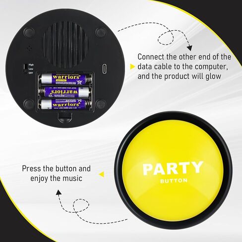 2 Pcs 30s Dance Party Music Button for Classroom 30 Sound Button Funny Buzzer Buttons for Office Toys Novelty Fun Gag Gifts Cool Desk Decor Gadget, 4.5 x 4.5 x 1.5 Inch(Yellow) in Saudi Arabia