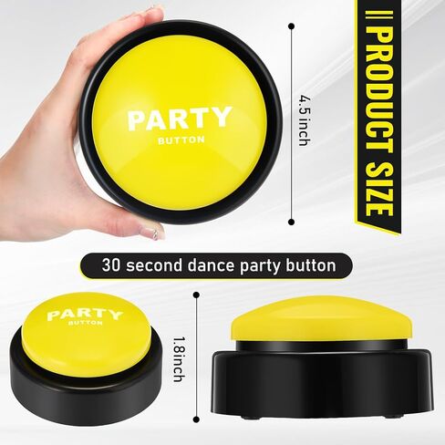 2 Pcs 30s Dance Party Music Button for Classroom 30 Sound Button Funny Buzzer Buttons for Office Toys Novelty Fun Gag Gifts Cool Desk Decor Gadget, 4.5 x 4.5 x 1.5 Inch(Yellow) in Saudi Arabia