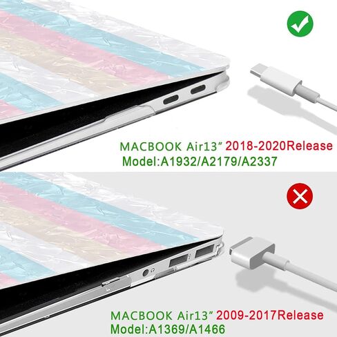 B BELK Compatible with MacBook Air 13 inch Case 2021 2020 2019 2018 Release A2337 M1 A1932 A2179 with Touch ID, Durable Hard Shell Case + 2 Keyboard Covers for MacBook Air 13-3 Colors Rainbow Pattern in Saudi Arabia
