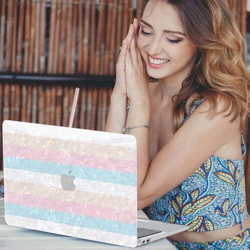 B BELK Compatible with MacBook Air 13 inch Case 2021 2020 2019 2018 Release A2337 M1 A1932 A2179 with Touch ID, Durable Hard Shell Case + 2 Keyboard Covers for MacBook Air 13-3 Colors Rainbow Pattern in Saudi Arabia