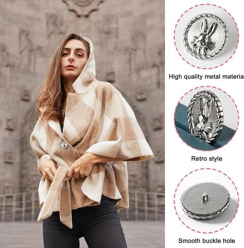14 PCS Bunny Metal Blazer Buttons - 18 مم و 23 ملم أزرار ساق للخياطة ، وصياغة ، و DIY - أزرار مقفمة أرنب عتيقة للمعاطف والسترات والزي الرسمي (الفضة) in Kuwait