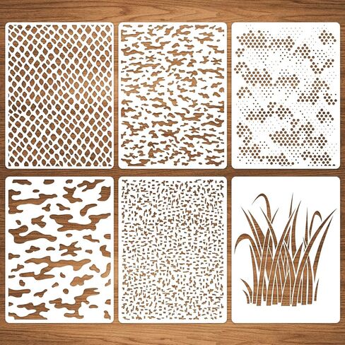 Camo Stencils for Spray Paint, 12" x 16" Large Camouflage Stencils for Painting On Wood Reusable Digital Camo Reed Grass Camo Templates Kit for Painting on Boat Canvas Paper Crafts (Style 1) in Saudi Arabia
