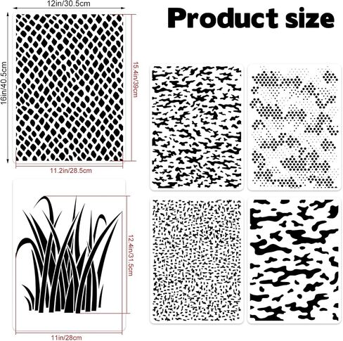 Camo Stencils for Spray Paint, 12" x 16" Large Camouflage Stencils for Painting On Wood Reusable Digital Camo Reed Grass Camo Templates Kit for Painting on Boat Canvas Paper Crafts (Style 1) in Saudi Arabia