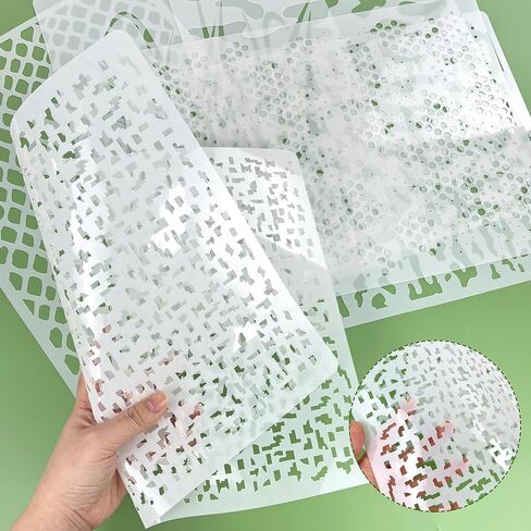 Camo Stencils for Spray Paint, 12" x 16" Large Camouflage Stencils for Painting On Wood Reusable Digital Camo Reed Grass Camo Templates Kit for Painting on Boat Canvas Paper Crafts (Style 1) in Saudi Arabia