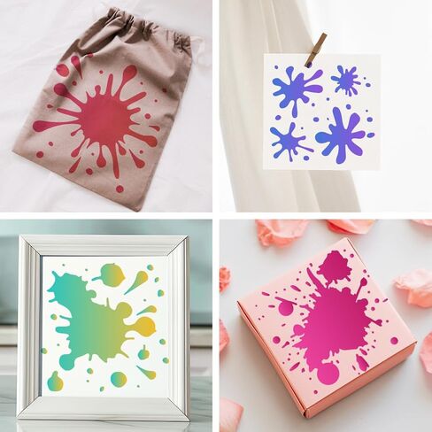 Mayjoydiy 9 Styles Stryles Stencils 5.9x5.9inch وصمة عار قابلة لإعادة الاستخدام والستنسل الرش لقوالب الطلاء الفنية على الجدران الحرف مع فرشاة الطلاء لزخرفة الأثاث in Saudi Arabia