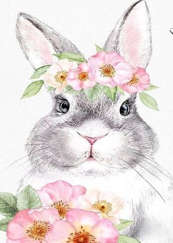 MVVMTOP Diamond Painting Kits Easter Bunny Round Full Drill Diamond Painting Kits للبالغين ، طلاء GEM 5D DIY بواسطة مجموعات فنون الماس للهدية 12 'x 16' ' in Kuwait