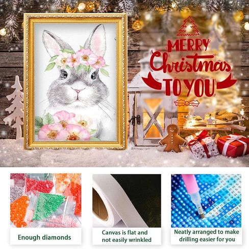 MVVMTOP Diamond Painting Kits Easter Bunny Round Full Drill Diamond Painting Kits للبالغين ، طلاء GEM 5D DIY بواسطة مجموعات فنون الماس للهدية 12 'x 16' ' in Kuwait