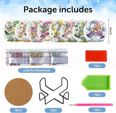 igoodom Diamond Painting Coasters Kits, 8 PCS Gnome Diamond Art Coasters with Holder, Crafts Kits for DIY Coasters, Non Slip Coaster Diamond Art Craft Supplies Coasters for Adults in Saudi Arabia