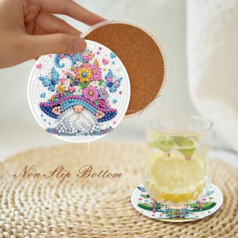 igoodom Diamond Painting Coasters Kits, 8 PCS Gnome Diamond Art Coasters with Holder, Crafts Kits for DIY Coasters, Non Slip Coaster Diamond Art Craft Supplies Coasters for Adults in Saudi Arabia