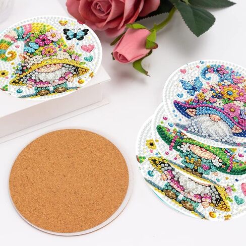 igoodom Diamond Painting Coasters Kits, 8 PCS Gnome Diamond Art Coasters with Holder, Crafts Kits for DIY Coasters, Non Slip Coaster Diamond Art Craft Supplies Coasters for Adults in Saudi Arabia