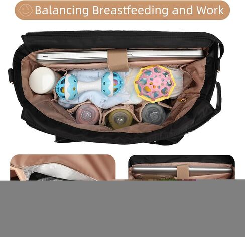 حقيبة حفاضات متعددة الوظائف مع وسادة تغيير الحفاضات المحمولة وحقيبة مضخة الثدي مع حقيبة عمل للكمبيوتر المحمول مقاس 15 بوصة in Kuwait