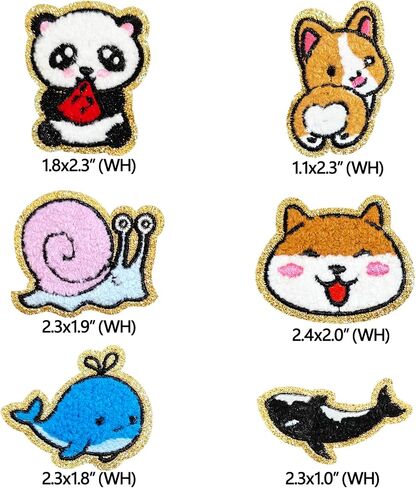30PCS Cute Animals Iron On/Sew On Chenille Patches with Golden Edge,Lovely Animal Embroidered Applique for Jeans Jackets Clothes Backpacks (30) in Saudi Arabia