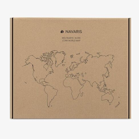 Navaris Cork Board World Map - Self-Adhesive Corkboard Continents for Wall to Pin, Plan and Document Travels - Includes 18 Cork Pieces and 10 Pins in Saudi Arabia