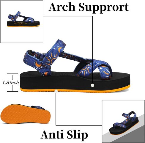 Sport Walking Water Sandals for Women with Arch Support & Adjustable Straps Platform Sandals Women Height Increase in Saudi Arabia