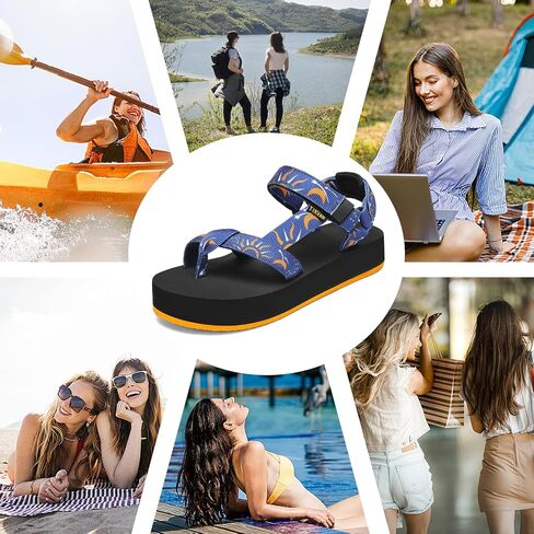 Sport Walking Water Sandals for Women with Arch Support & Adjustable Straps Platform Sandals Women Height Increase in Saudi Arabia