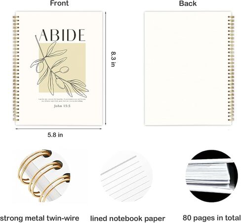 Bible Covers Spiral Journal Notebook,Bible Study Journal Notebook,Christian Prayer Journal for Women,John 15 5 Aesthetic Covers Journal for Women in Kuwait