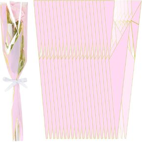 cipowm 100pcs single rose sleeves أبيض واحد تغليف الزهرة حقيبة الزهور باقة التعبئة والتغليف أكياس الزهرة لأكمام ترتيب الأزهار العرض