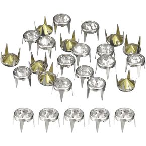 uxcell 120Pcs Rhinestone Stud Refills, 7mm/0.28" Rhinestone Claw Beads Nailhead, Rivets Metal Spikes Rivet Decorative for DIY Leather Craft Making Purse Clothing Shoes Belt, Silver White