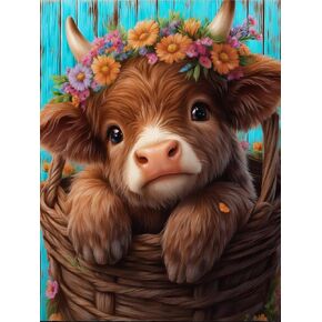 Cow Diamond Painting Kits for Adults Beginners-Highland Cow Diamond Art Kits for Adults,DIY 5D Gem Art for Gift and Home Decoration(12x16inch)