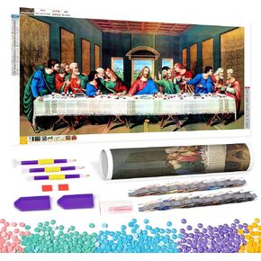 Diamonds Art Painting Kits for Adults DIY The Last Supper Christmas Gift 5D Round Diamonds Art Painting Full Drill Jesus Crystal Gem Home Wall Decor