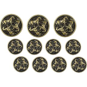 Bezelry Celtic Horses Metal Shank Buttons. Blazer Button Set. 3 Pcs of 25mm, 8 Pcs of 18mm (Antique Brass)