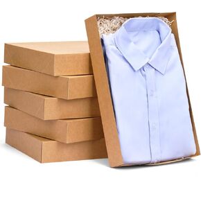 Moretoes 6pcs Gift Boxes with Lids for Presents, Kraft Brown Robe Boxes, Shirt Boxes Bulk for Wrapping Gifts, Christmas, Holidays, Birthdays, Graduations, Weddings (Large 14'' x 9.5'' x 2'')