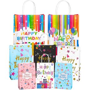حقيبة هدايا عيد ميلاد Colodeol مع مقبض ، 24 PCS أكياس هدايا أحجام متنوعة ، متوسطة ، صغيرة ， حقيبة هدايا صغيرة الحجم للأطفال ، الأولاد ، الفتيات ، النساء وأعياد ميلاد الرجال