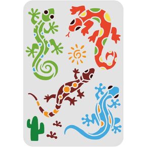 FINGERINSPIRE Lizards Stencil 11.7x8.3 inch Aztec Lizard Painting Stencil Reusable Gecko Drawing Stencil Animal Stencil for Painting on Wood Tile Paper Fabric Floor Wall