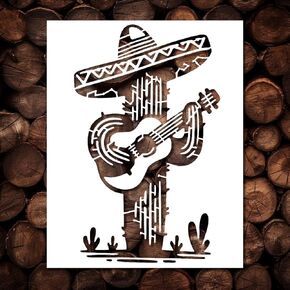 قالب Stency Cactus - Stusan Western Cactus Stencils للطلاء على الخشب ، والزجاج ، وصخور الجدران ، والجدران ، والأدوات الزجاجية ، ورسم الرش ، والهواء ، والحرفية (7x9)