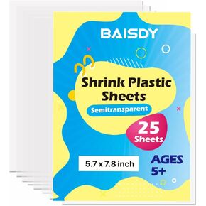 Baisdy 25pcs تقليص أوراق البلاستيك للحرف اليدوية التي تقلص الورق لصالح الحرف اليدوية لصنع المجوهرات DIY ، 14.5 × 20 سم