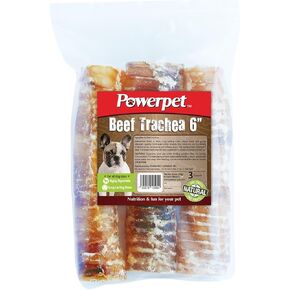 Powerpet Beef Trachea Dog Chew - 100% All Natural & Highly Digestible - Low Fat, Protein-Rich Treat - Ideal for All Breed Sizes - Healthy, Tasty, and Long-Lasting - for Teeth & Gum Health - Pack of 12