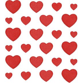 24 Pcs Heart Iron On Patches Red Hearts Patches Embroidered Heart Shape Patches Heart Patch Cute Heart Shape Iron On/Sew On Patches Heart Iron On Patches for Clothing Dress Hat Socks Jeans